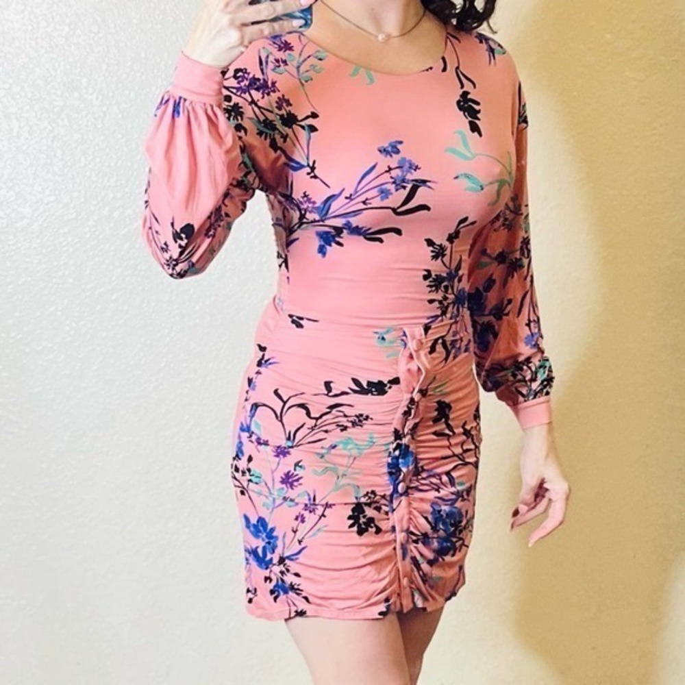 House of Harlow 1960 bodycon floral pink vacation wedding mini dress XXS